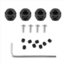 4pcs 5mm ~ 12mm 금속 결합기 휠 허브 hex hex 어댑터 WPL D12 C14 C24 C34 MN D90 D91 MN99S RC CAR 업그레이드 부품, 검은색