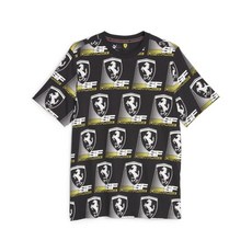 PUMA 남성용 스쿠데리아 페라리 레이스 그래픽 크루넥 반소매 캐주얼 상의 캐주얼 - 블랙, Puma Black-aop_XX-Large