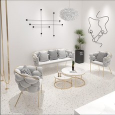 售樓處接待洽談桌椅組閤北歐輕奢大理石談判桌奶茶店咖啡廳小圓桌餐桌 餐椅 餐桌椅組閤 會客桌椅, 2人組合