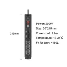 SUNSUN 수족관 잠수정 히터 물고기 탱크 LCD 디스플레이 디지털 조절 가능한 가열 막대 일정한 온도 제어 따뜻한, EUplug, 200W