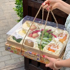 마음결 고급 과일 포장상자 선물박스 투명뚜껑 손잡이 포장용기, 1개, 기본옵션
