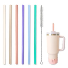 스탠리 스타벅스 텀블러 호환 컬러 스트로우 빨대 6p + 세척솔1P 세트 파스텔 세트, 1세트, 7개입