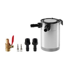 범용 알루미늄 오일 캐치 캔 배플 컴팩트 2 포트 저장소 탱크 연료 부품 홀 주전자, 01 은, 1개