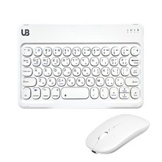 UB BK2 동글 블루투스 키보드+듀얼 마우스 세트, 화이트 set 스몰, 텐키리스