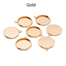 20 개/몫 10-25mm 라운드 카보 숑 기본 트레이 베젤 DIY 쥬얼리에 대한 빈 설정 용품 결과 팔찌 펜던트 만, 01 10mm, 05 Gold
