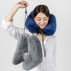 H형 에어목베개 기내용 여행용 휴대용, 그레이