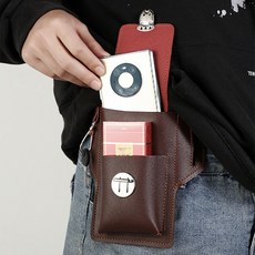 건설 물류 작업현장에서 사용할 수 있는 PU 핸드폰 허리벨트 전용포켓백, 브라운, 1개