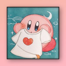 DIY 디지털 유화 핸드메이드 컬러 채우기 별의 커비 거실 그림, A334, 20*20【원목내부프레임】, 1개