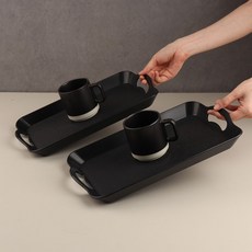 경량 서빙 트레이 가벼운 베이커리 카페 빵 쟁반, 미드나잇블랙, 2개