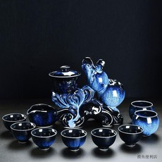 陶瓷功夫茶具套裝 家用全自動泡茶器 簡約霽藍觸碰出水, 1個, 福臨門（霽藍）觸碰出水