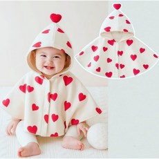女寶寶愛心連帽斗篷披肩外套