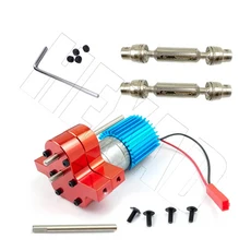 금속 트랜스퍼 기어 박스 370 브러시 모터 WPL B14 B24 C14 MN90 Q60 RC 자동차 액세서리 부품, 04 Red-blue, 04 Red-blue