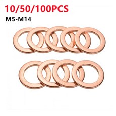 지폐 화폐 구리 와셔 플랫 링 씰 스페이서 100 50 10 개 M5 M6 M8 M10 M12 M14 O 개스킷 솔리드 심 패드 섬프 플매트 카펫 러그 하드웨어 액세서리, [01] M5X9X1mm, [01] 10PCS