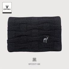 【體溫魔術師】條紋麋鹿刺繡雙層圍脖 時尚百搭保暖圍巾 秋冬舒適脖圍 出國送禮佳品, 黑, 1個