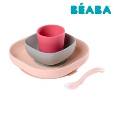 BEABA 矽膠學習餐具4件組, 粉紅, 1個