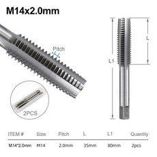 SIQICNC 나사탭 세트 오른손잡이용 M8 M4 M6 M3 M7 플루트 M1 M5 직선, 2pcs M14x2