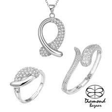 【Diamond Bazaar】經典銀晶鑽超值三件套組_A-DB-002, 1個