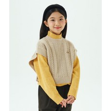가볍고 편안하고 활동적인 리 키즈 Lee KIDS 케이블 니트 루즈핏 숏 베스트 베이지 LK2404KT74BE 반팔티 맨투맨 후드집업