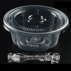 Jun.04 144번 푸딩부덴 전문몰드 투명 플라스틱 매화부덴 케이스 베일 덮개 듀얼 커버 밀크얼린 컵Z, 페 데 스 탈 + 플랩 + 인 디 스푼 100 개, 1개