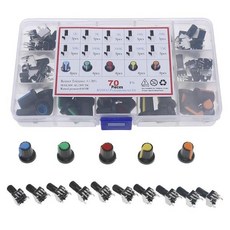 70Pcs 10 값 3Pin RV09 수직 조절 식 씰 전위차계 키트 손잡이 포함