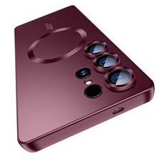 삼성 갤럭시 S25 울트라용 매트 MagSafe와 호환 슬림 씬 마그네틱 커버 내장 카메라 렌즈 프로텍터 제거 가능 충격 방지 휴대폰 쉘 블랙 153959