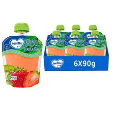 멜린 파우치 스낵 스트로베리 앤 키위 캐럿 비타민 C 90g 6팩 4세트 Mellin Pouch Snack 100% Strawberry, -