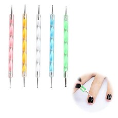 도트펜 도트스틱 점묘 스틱 네일 펜 네일 도트 펜 양쪽 끝 사용 네일 아트 도트 툴 페인트 펜 그리기 툴 네일 데코레이션 네일 장식 펜 데코툴 5개 세트