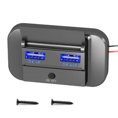 12V 듀얼 USB 벽 마운트 자동차 충전기 RV 보트 해양 오토바이에 대 한 스위치와 5V3.1A 휴대 전화 빠른, Blue Light