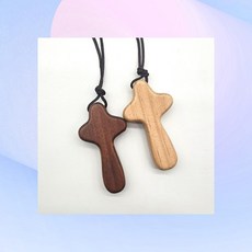우드 십자가 걸이 기도 룸미러 장식 원목 핸드메이드 차량용 미니 종교, 1개, 1cl3 브라운