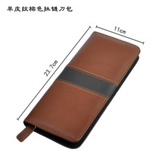 揚州三把刀采耳修腳刀包專用刀套皮套 多種規格, 1個, 羊皮紋棕色拉鏈刀包