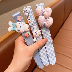 兒童髮帶瀏海貼髮貼：可愛蝴蝶結魔鬼氈洗臉髮帶，寶寶髮飾多款可選, 4#玉桂狗魔法貼3件套, 1個