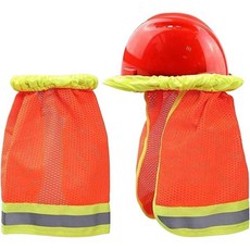 안전모 선풍기 작업모 건설현장 쿨러 Auxidwk 챙기기 차양 넥커버 반사 스트라이프 포함 목차양 조절가능 고시성 헬멧 액세서리 아웃도어 하이킹 자전거용 작업용, オレンジ