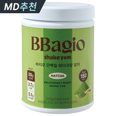 바지오 단백질 쉐이크얌 대용량 말차 녹차초코 유기농제주녹차 프리미엄단백질쉐이크, 1개, 540g