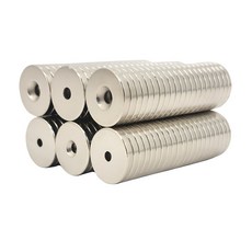 마니코 초강력 원형사라자석 지름 25mm x 두께 4mm (홈 6.5mm/내경 4.2mm) D25x4T 네오디움 원형자석 자석 볼트용 DIY 작업용, 30개