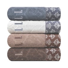 세면타월 수건 135g 3장세트 자수패턴, 화이트3장