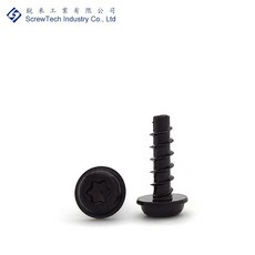 【銳禾】工廠直營 M3x10 梅花孔 鍍黑鋅 100入 盤頭凸緣 束尾 特殊螺絲, 1個