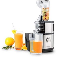 클라스타인 수직형 과일베리 착즙기 초미세 스테인리스 스틸 마이크로 체 400W 고속 60rpm BPA Free 용기 2개 포함 8.5cm 주입구 저소음 실버 색상, 단일구성