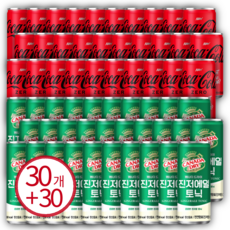 코카콜라 제로 190ml 30캔 + 캐나다 진저에일 토닉 250ml 30캔, 30개