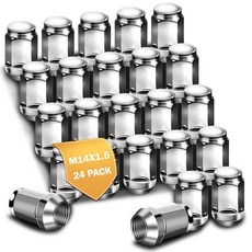 M14x1.5 러그 너트 교체용 포드 F150 헤비 듀티 실버라도 GMC 애프터마켓 휠 24피스 크롬 클로즈드 엔드 벌지 에이콘 19mm 육각, M14x1.5-24pcs
