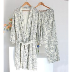 [서울양품점] 엔젤 이중지 로브가운 상하세트 샤워가운 커플홈웨어, 1개, 심플네이비 L