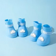 헬라쓰 젖지 않는 방수 강아지 신발, 1세트, 블루