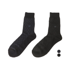 닥스 남성용 면혼방 블랙 체크 장목 양말 2족 세트