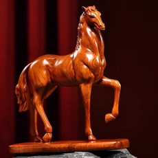 花梨木 黑檀木 紅花梨木 寶馬 擺件 整木精雕, 如圖所示, 1個