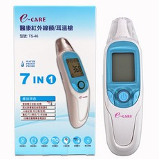 e-CARE 醫康 TS-46 紅外線7合1 額/耳溫槍 免耳套, 1個