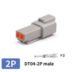 자동차 모터용 방수 전기 그레이 커넥터 도이치 DT DT06 2S/DT04 2P 3P 4P 6P 8P 12 핀 22 16AWG 1 세트, 1 Sets, 2P Male