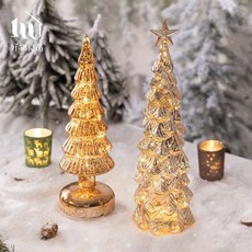 【好物良品】2入組 聖誕樹造型氣氛桌燈 (4款任選) 聖誕擺飾 聖誕裝飾 聖誕樹 桌燈 房間裝飾燈 小夜燈 耶誕燈, 1個, 金色初戀(大款+小款)