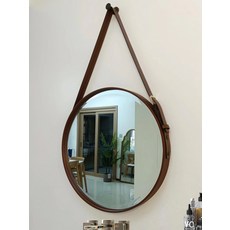 북유럽 스타일 원형 벽걸이 욕실 거울 인테리어 포인트 미러, 블랙 등 없음 경사 거울 45x45 센티미터