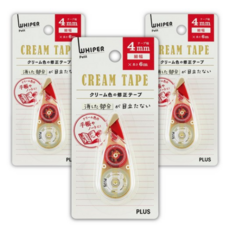 플러스 화이퍼 쁘띠 크림테이프 4mm WH-814Y, Red (빨강), 3개