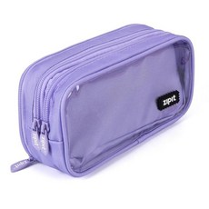 ZIPIT Puffy 여아용 필통 지퍼가 달린 부드러운 퀼트 필통 학교 화장품 및 여행용 미적 문구 정리함, Light Purple