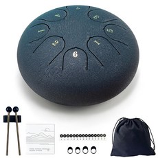 TUOKING 15.2cm(6인치) 8노트 스틸 텅 드럼 - D 메이저 레인 드럼 휴대용 가방 핸드 팬 망치 및 음악책 포함 완벽한 선 명상 악기 초보자 성인을 위한 선물, 네이비 블루
